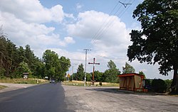 Bus stop in village