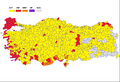 İlçeler bazında seçim sonuçlarını gösteren harita