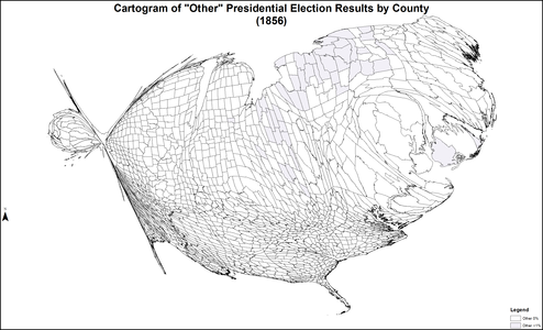 Cartogram of "Other" presidential election results by county