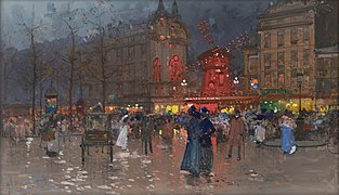 Le Moulin-Rouge, le soir, Gouache von Eugène Galien-Laloue um 1906