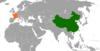 Location map for China and France.