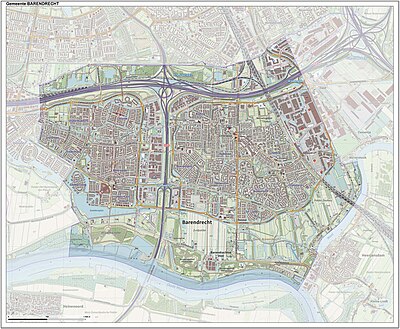 Detailed topographic map of Barendrecht