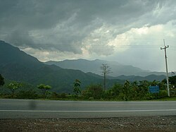 Khao Kho in the rain seen from Highway 12