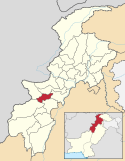 Karte von Pakistan, Position von Distrikt Hangu hervorgehoben