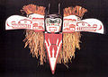 The same Raven/Sisutl transformation mask, open, by Oscar Matilpi, Kwakwaka'wakw Nation, 1996. In the permanent collection of The Children's Museum of Indianapolis