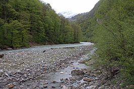 De rivier Ardon in Zapovednik Noord-Ossetië.