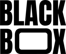 The letters BLACK and BOX in a bold compressed sans serif stacked on two lines. The O in BOX is wide and rectangular.