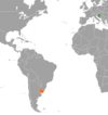 Location map for Croatia and Uruguay.