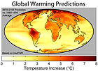 Predicted increase in temperatures over the next century