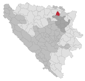 Lage der Gemeinde Gradačac in Bosnien und Herzegowina (anklickbare Karte)