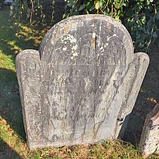 Slate marker carved by the John Stevens Shop of Newport