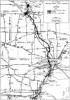 1955 map of the proposed Michigan Turnpike