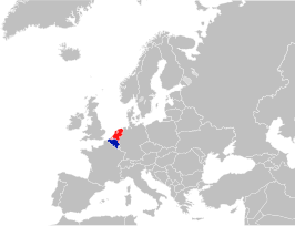 Kaart met daarop Nederland en België