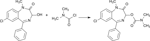 Synthese von Camazepam mit Dimethylcarbamoylchlorid