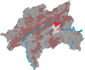 Lage des Bezirks Heckinghausen in Wuppertal