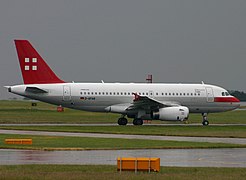 Airbus A319-maskin fra PrivatAir på Manchester lufthavn.