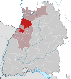 Elhelyezkedése Baden-Württemberg térképén