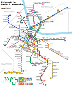 Straßenbahnkarte Basel