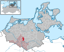 Elhelyezkedése Mecklenburg-Elő-Pomeránia térképén