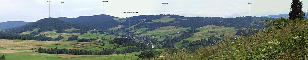 Panorama widokowa z Grzebienia (na południową stronę)