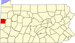 Location of Lawrence County in Pennsylvania