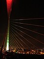 Photo taken from underneath one of the bridge's cables.