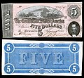 Five Confederate States dollar (T69)
