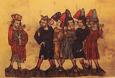 1303 nimmt Hethum II. (links) Abschied von Ghazan und den Mongolen[2]