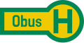 Historische deutsche Obus-Haltestellen­fahne