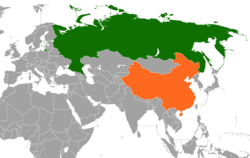 Map indicating locations of Russia and China