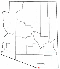 Location of Nogales in Santa Cruz County, Arizona.