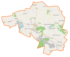 Mapa konturowa gminy Barcin, blisko dolnej krawiędzi nieco na prawo znajduje się punkt z opisem „Szeroki Kamień”