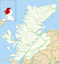 Mapa konturowa Highland, po prawej znajduje się punkt z opisem „Nairn”