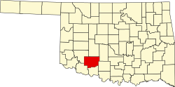 Karte von Comanche County innerhalb von Oklahoma