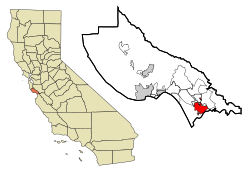 Location in Santa Cruz County and the state of California