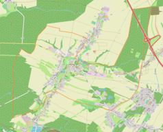 Mapa konturowa Sośnicowic, w centrum znajduje się punkt z opisem „Kościół św. Jakubaw Sośnicowicach”