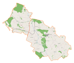 Mapa konturowa gminy Sobków, u góry nieco na lewo znajduje się punkt z opisem „Żerniki”