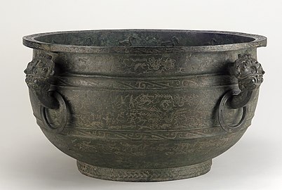 Basin (jian) with narrative scenes. Bronze. Eastern Zhou, 5th century BCE