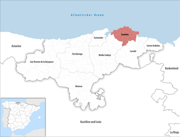 Die Lage des Gerichtsbezirk Santoña in der autonomen Gemeinschaft Kantabrien