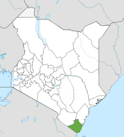 Location of Kwale County (Green)