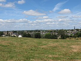 View of Lassay-les-Châteaux. The medieval castle is visible on the left.