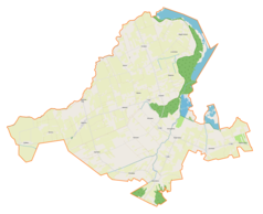 Mapa konturowa gminy Markusy, w centrum znajduje się punkt z opisem „Markusy”