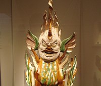 A Tang sancai-glazed tomb guardian, 8th century