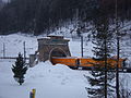 Das seit 2004 freistehende Nordportal mit Tunnelrettungszug