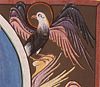 mittelalterliche Buchillustration, Abbildung eines geflügelten Adlers