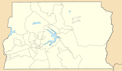 Mapa konturowa Dystryktu Federalnego, blisko centrum na lewo znajduje się punkt z opisem „Brasília”