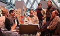 First meetup, introductions at the Coffee Cart: from left, Jordan, DanKeshet, Llywrch, Eclecticology, Michael Snow, Jwrosenzweig, and Jmabel.