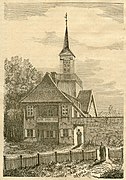 Parti af Frogner Herregaard. Xylografi av Hans Christian Olsen etter tegning av Bergstrøm. Norsk Folkeblad No. 22. 28. Mai 1870, s. 144.