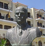 Dimitrios Golemis – hier eine Erinnerungsstatue in Lefkada, Griechenland – kam auf den sechsten Platz und erreichte später über Platz 800 Meter Rang drei