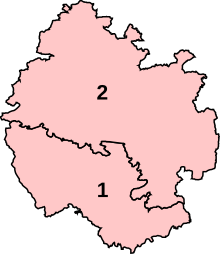 Numbered map of the new Parliamentary constituencies of Herefordshire.